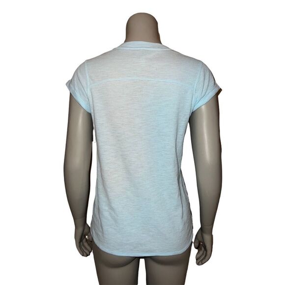 Calvin Klein Performance Light Blue Waffle Knit Rolled Cuff T-Shirt Women XS NWT - Picture 4 of 8